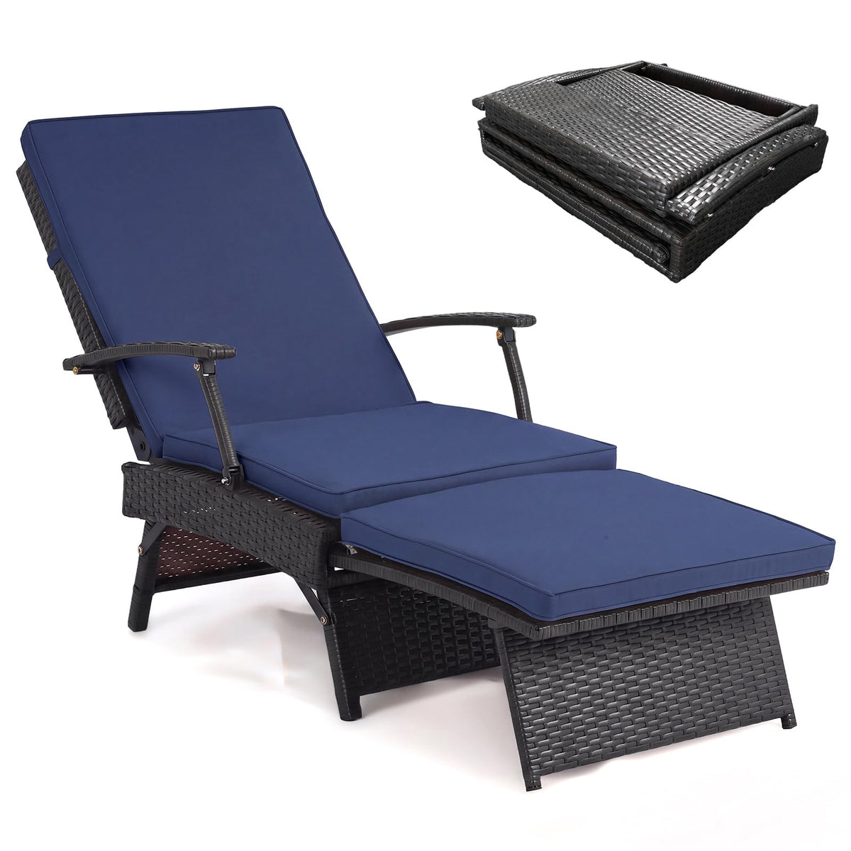 Tangkula Folding Wicker Chaise Lounge(1/2)