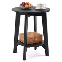 Tangkula Outdoor 2-Tier Eucalyptus Wood Side Table(1/2)