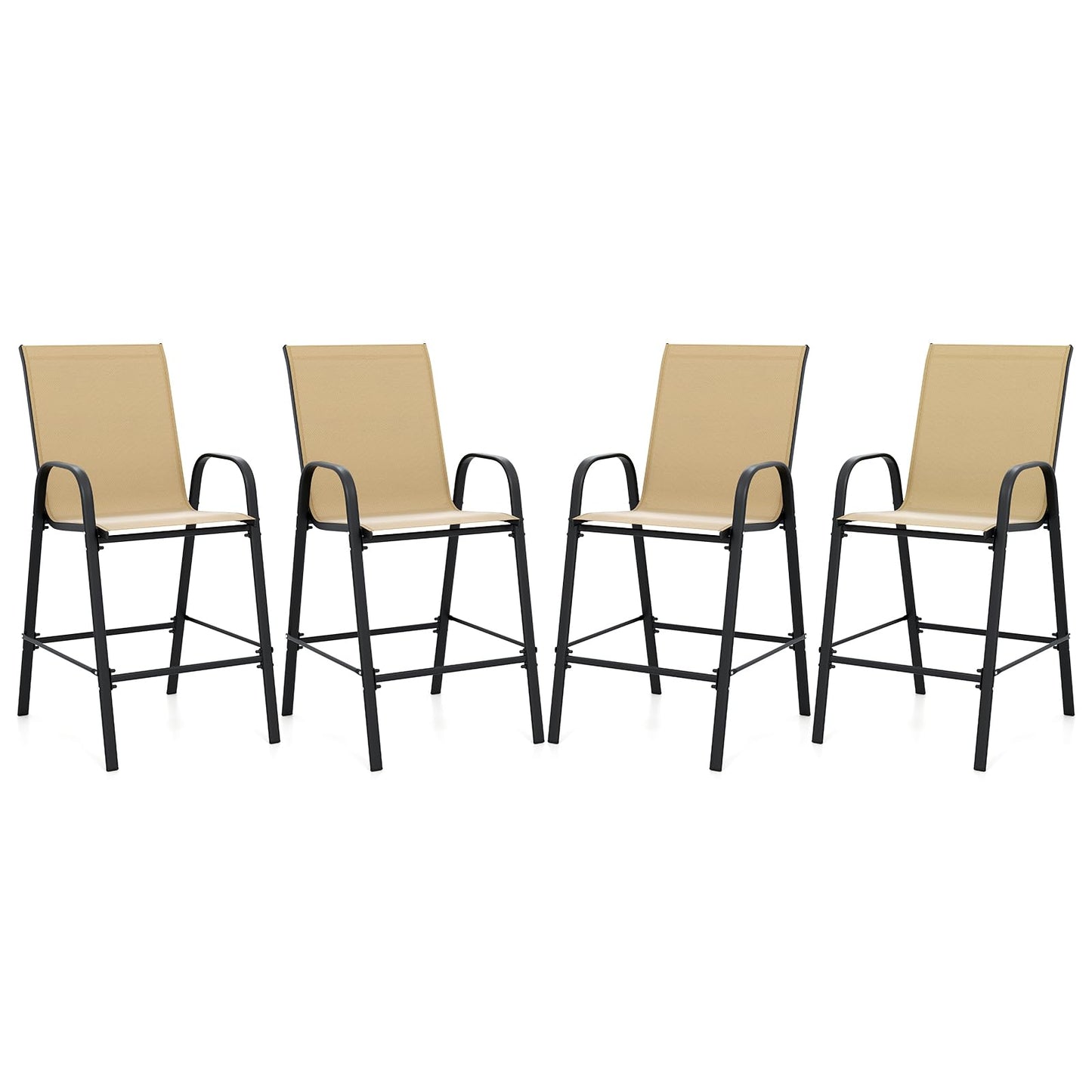 Tangkula Outdoor Bar Stools Set of 2/4 with High Back for Backyard Deck Pool