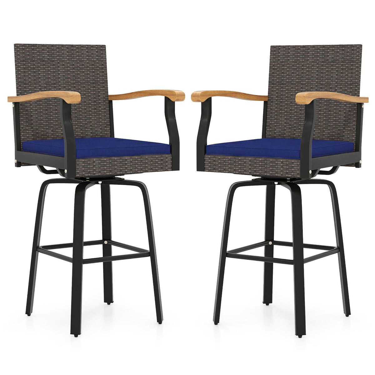 Tangkula Outdoor 360° Swivel Bar Stool for Backyard