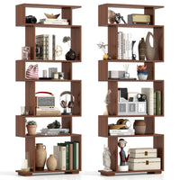 Tangkula 6 Tier S Shaped Bookshelf for Study
