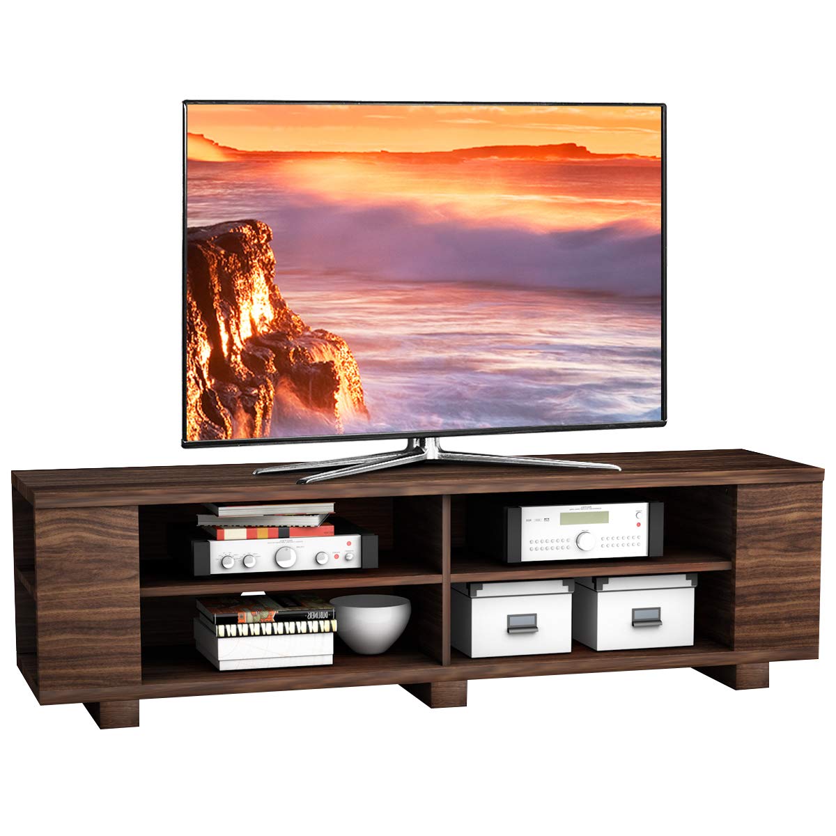 Wood TV Stand for TVs up to 65 Inch - Tangkula