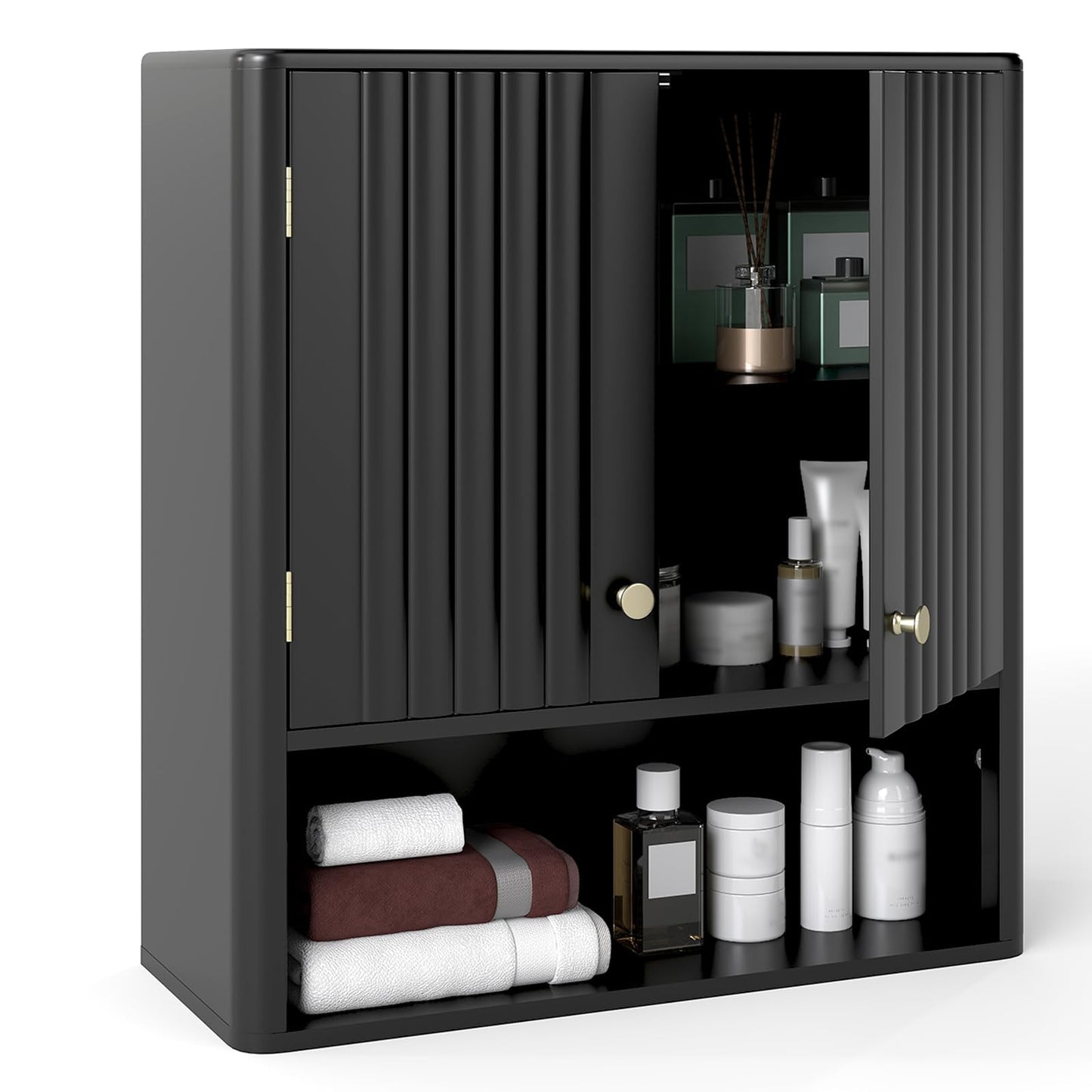 Tangkula Fluted Bathroom Wall Cabinet
