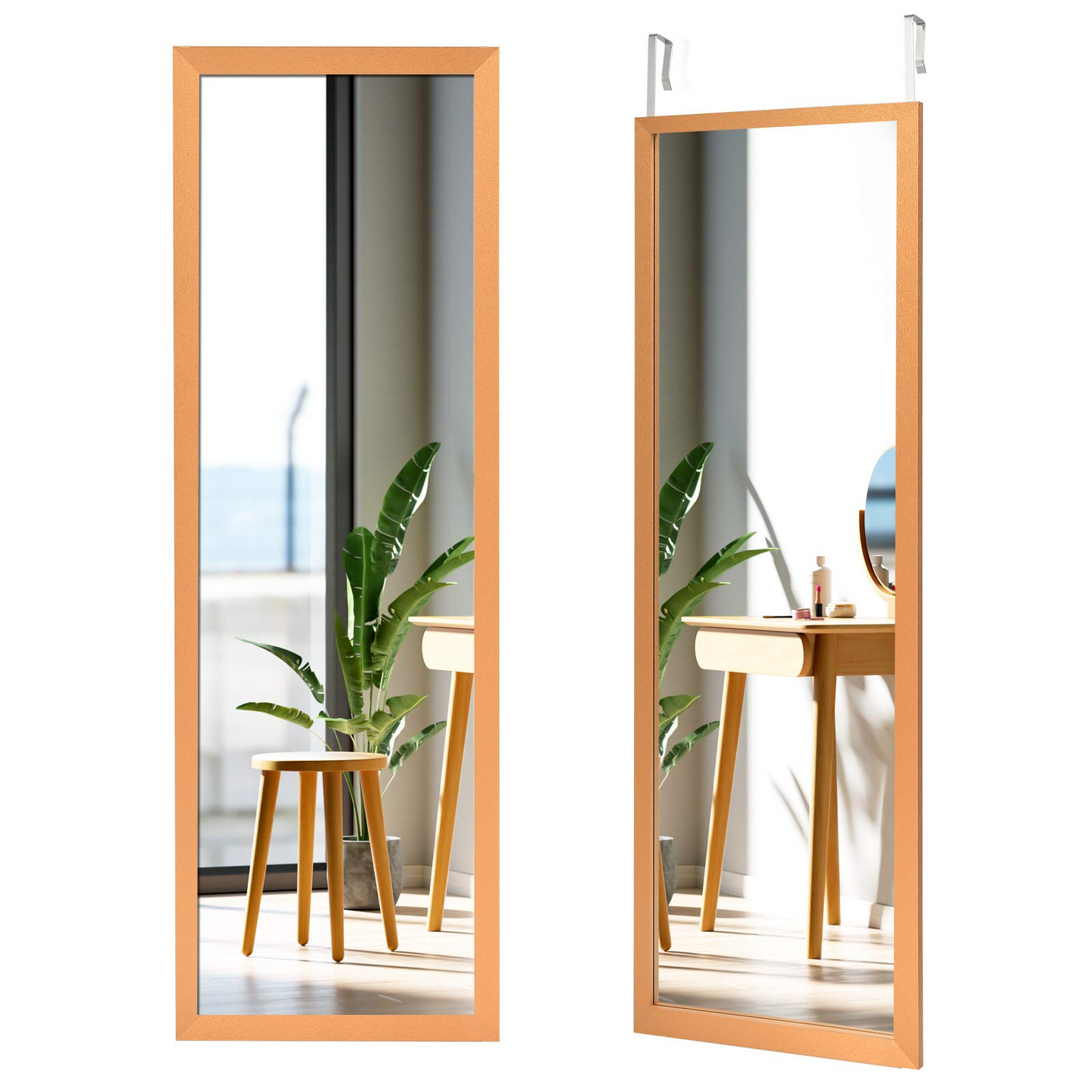 Tangkula Miroir de porte pleine longueur, miroir mural, 47,5 x 14,5 pouces, miroir à suspendre (noir et blanc)