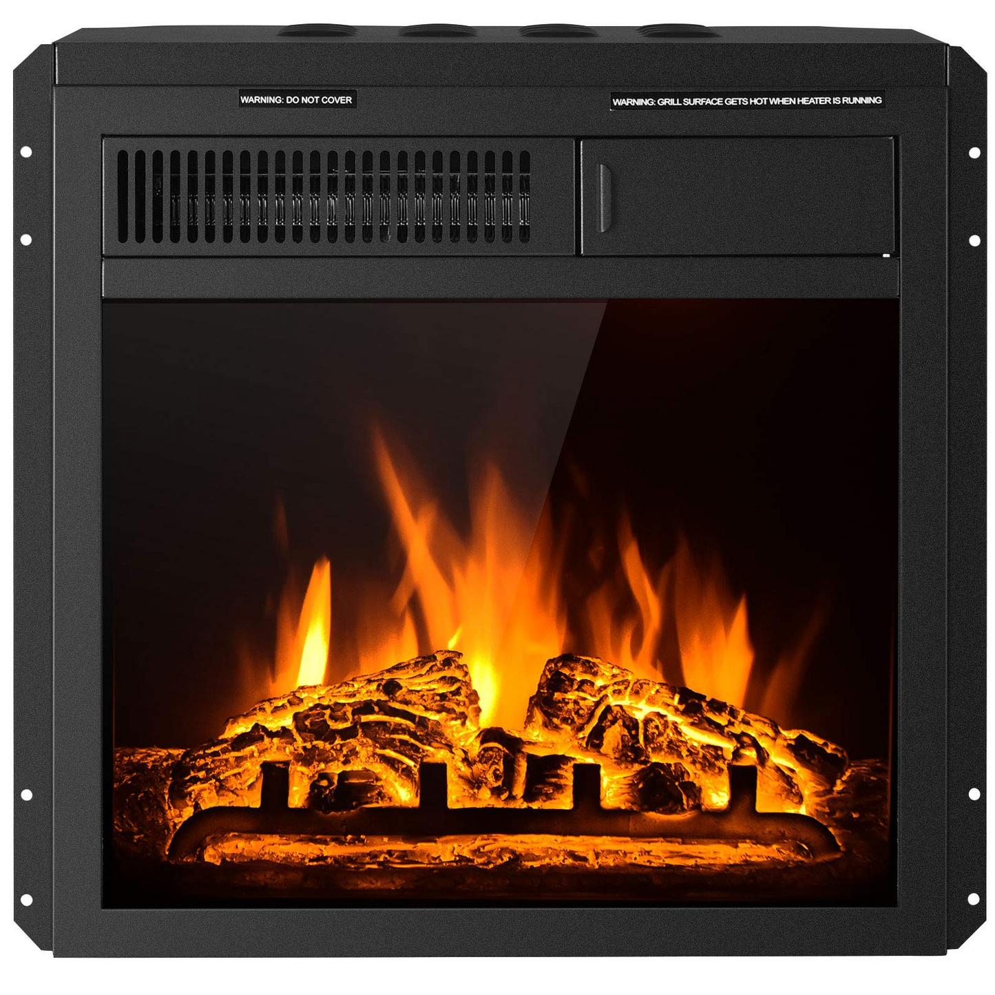 Tangkula 18 Inch Electric Fireplace Insert, Freestanding & Recessed Electric Fireplace Heater with Remote Control, Adjustable Heater