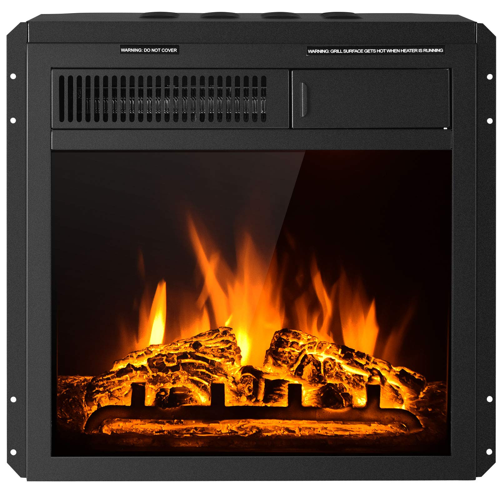 Tangkula 18 Inch Electric Fireplace Insert, Freestanding & Recessed Electric Fireplace Heater with Remote Control, Adjustable Heater