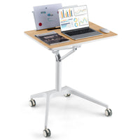 Tangkula Mobile Standing Desk, Height Adjustable Sit to Stand Desk with Detachable Holder