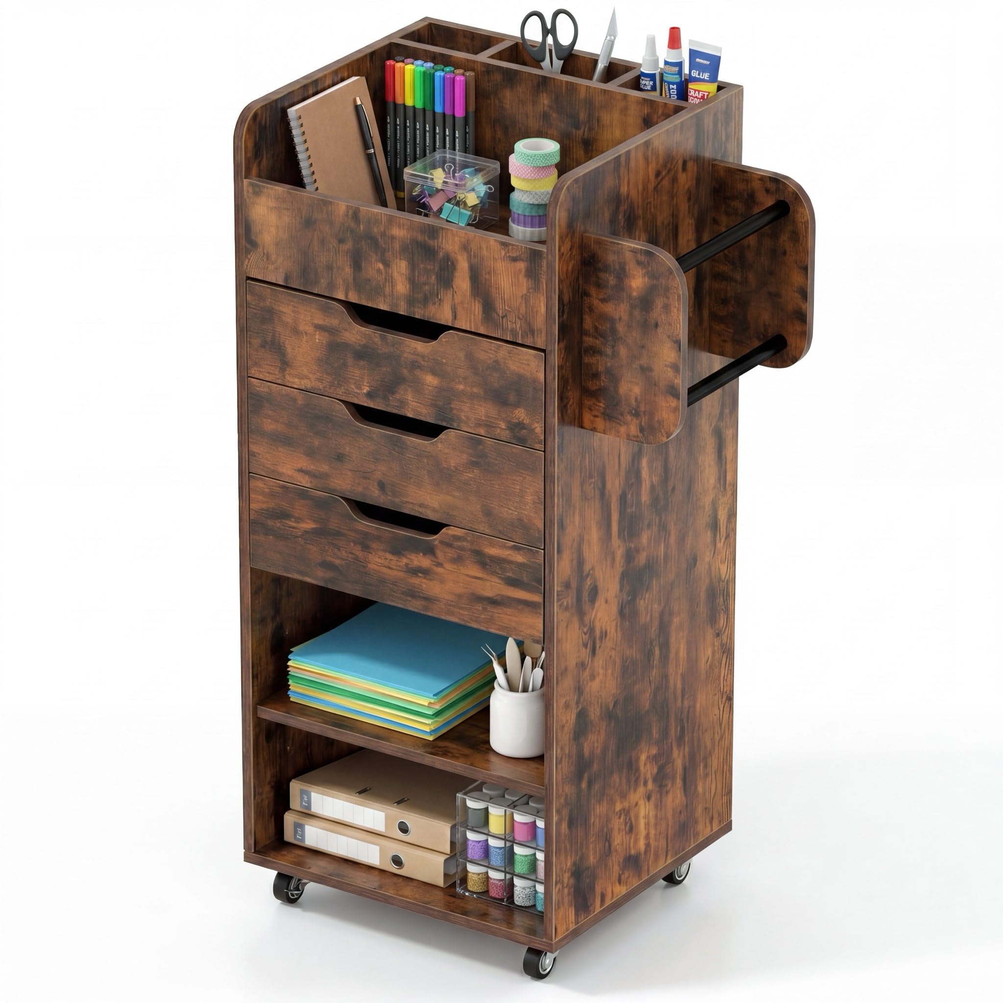 Tangkula Rolling Storage Cart with Drawers