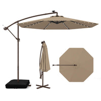 Tangkula 10FT Hanging Offset Umbrella with 32 LED Lights