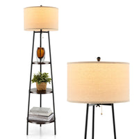 3 Tier Display Floor Lamp with Storage Shelves - Tangkula