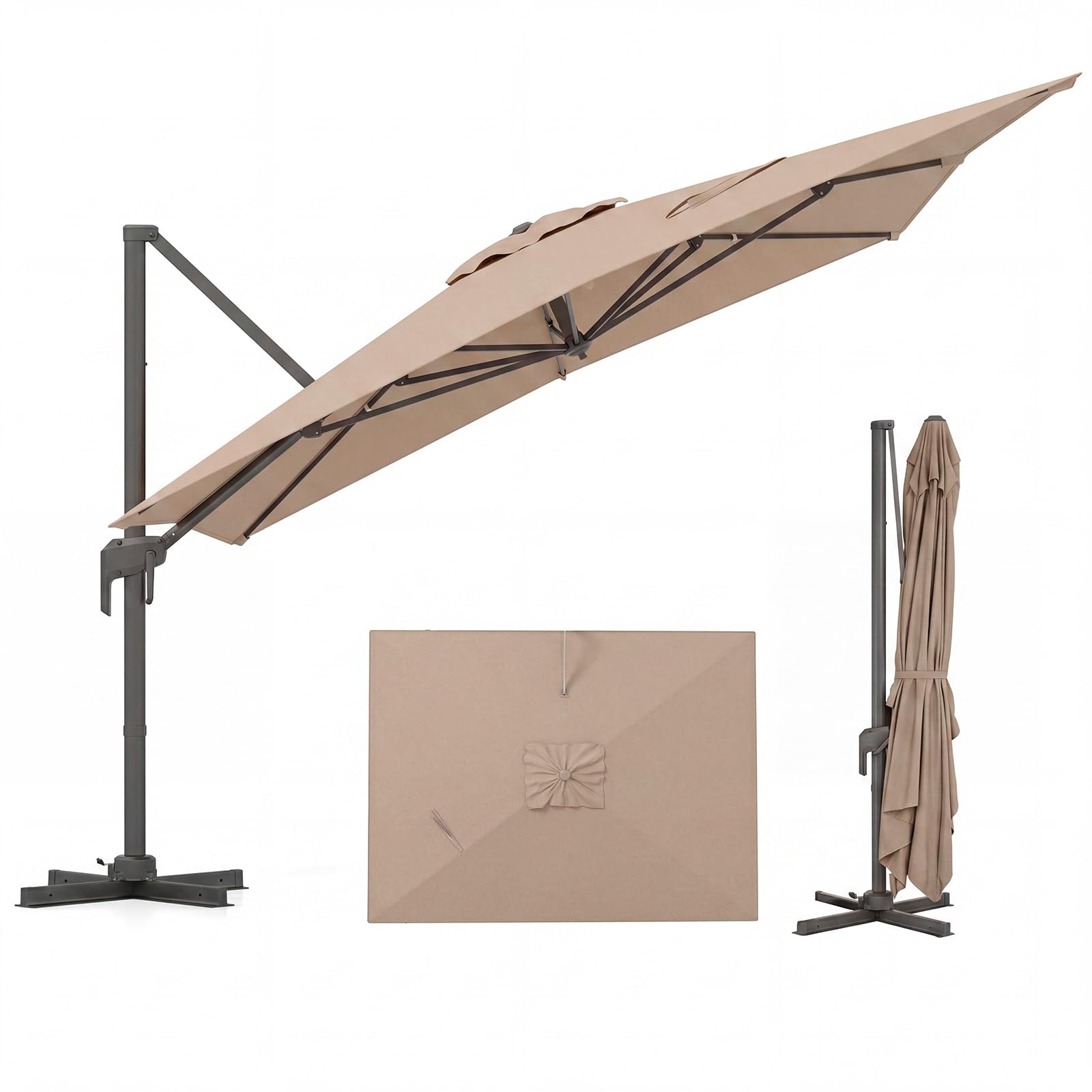 Tangkula Patio Umbrella Large Offset Cantilever Outdoor Umbrella(10x13 FT)