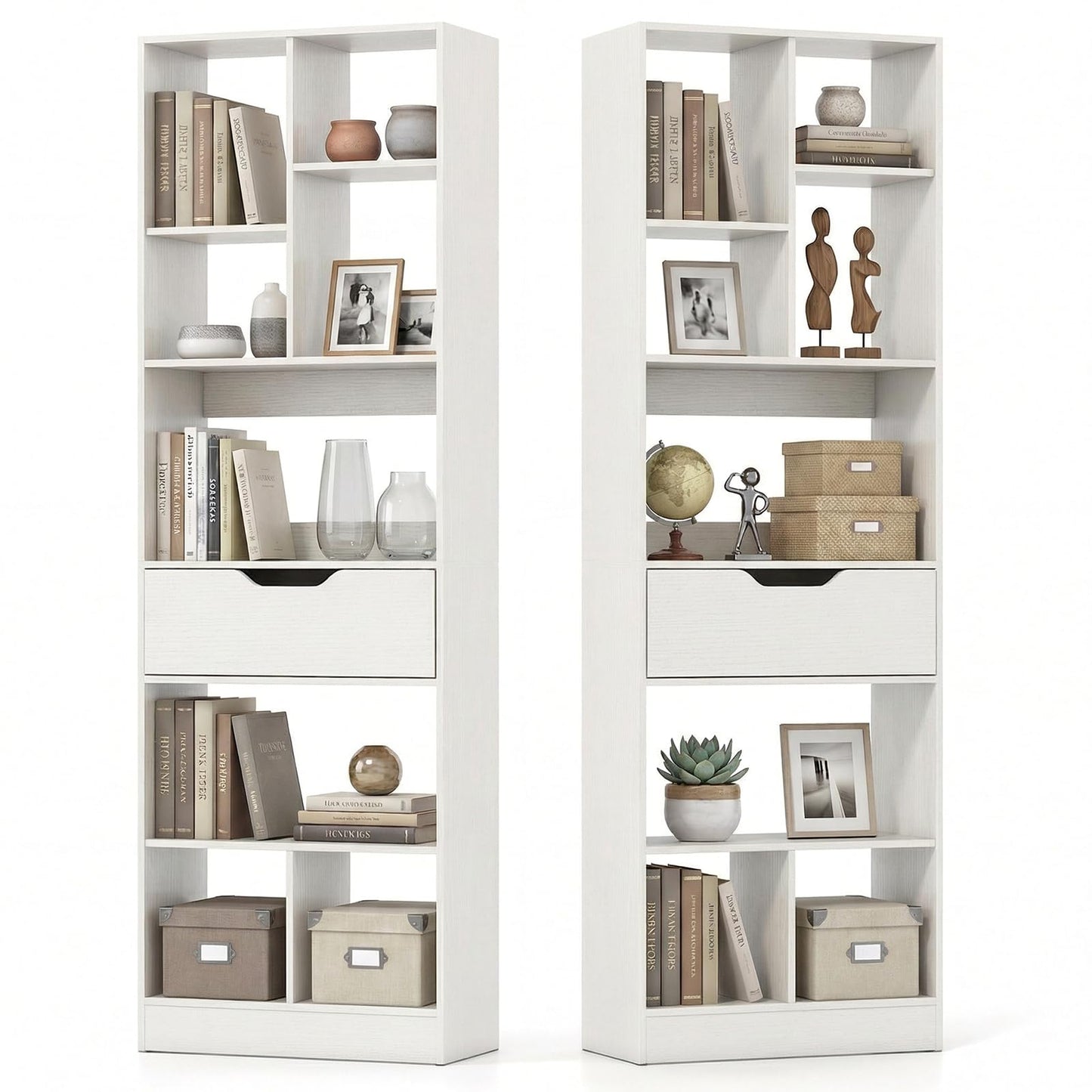 Tangkula 61” Tall Open Bookcase with Drawer 8-Cube Display Storage Cabinet Organizer(1/2)