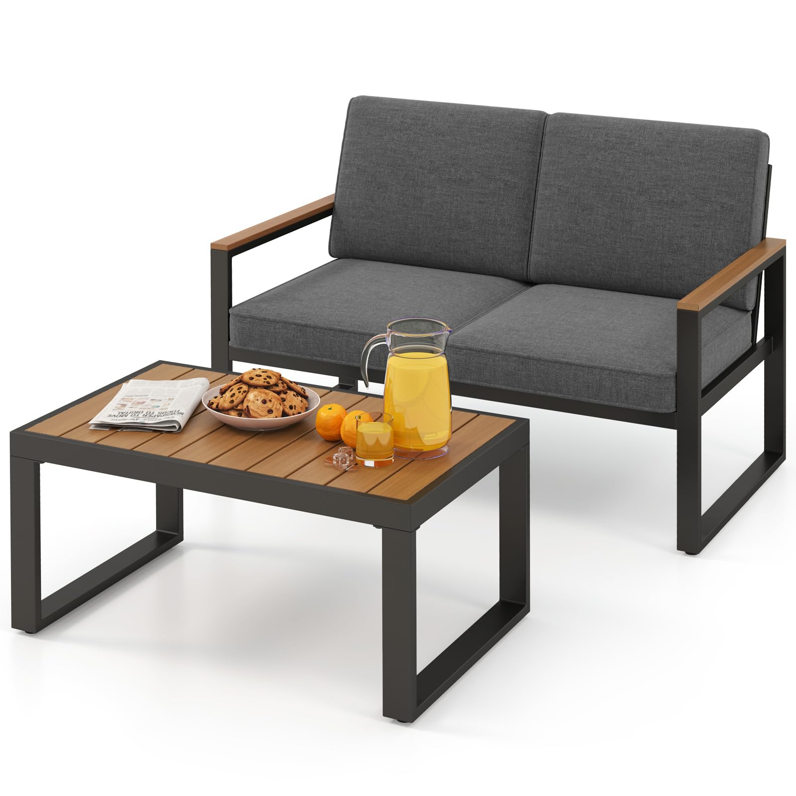Tangkula 2 Piece Patio Furniture Set for Yard Garden Balcony Poolside