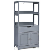 Bathroom Floor Cabinet with Drawer, 2 Open Shelves and Door Cupboard