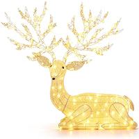 Tangkula Christmas Lighted Kneeling Reindeer for Yard Lawn Patio Garden