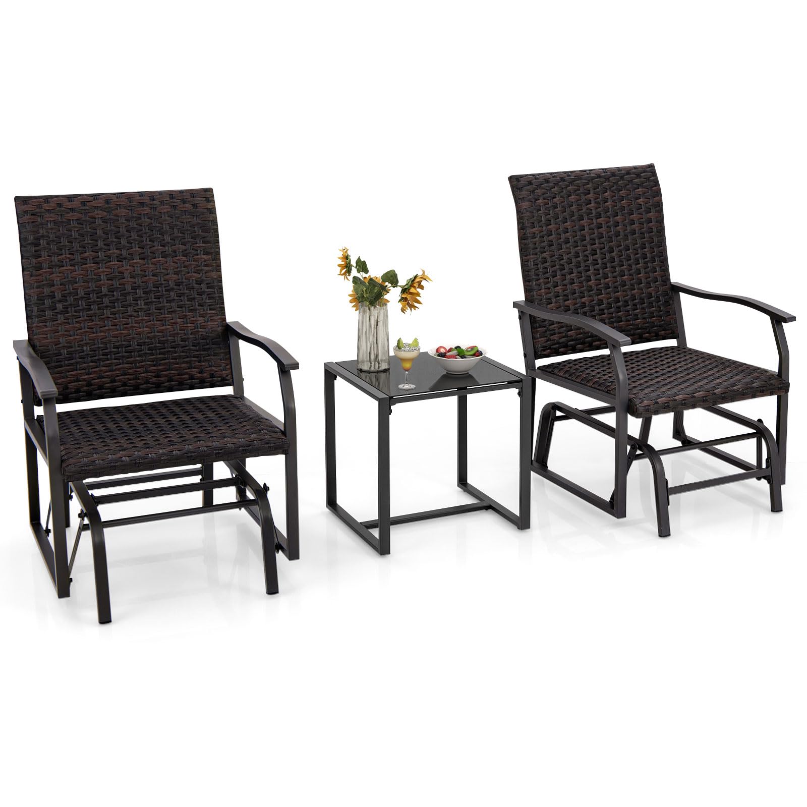 Tangkula 3 Pieces Patio Gliding Set