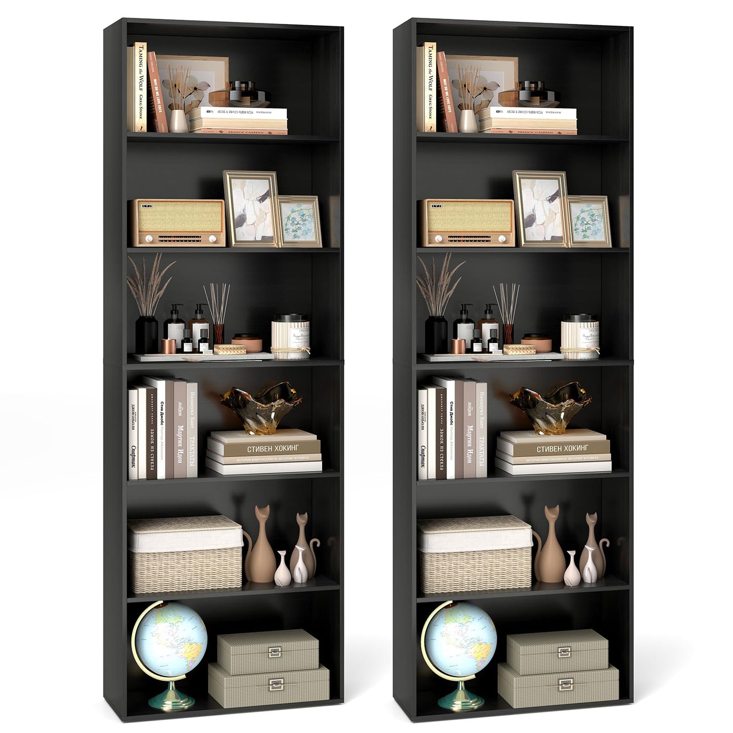 Tangkula 6-Tier Bookcase, 70” Tall Freestanding Bookshelf with 6 Open Shelves