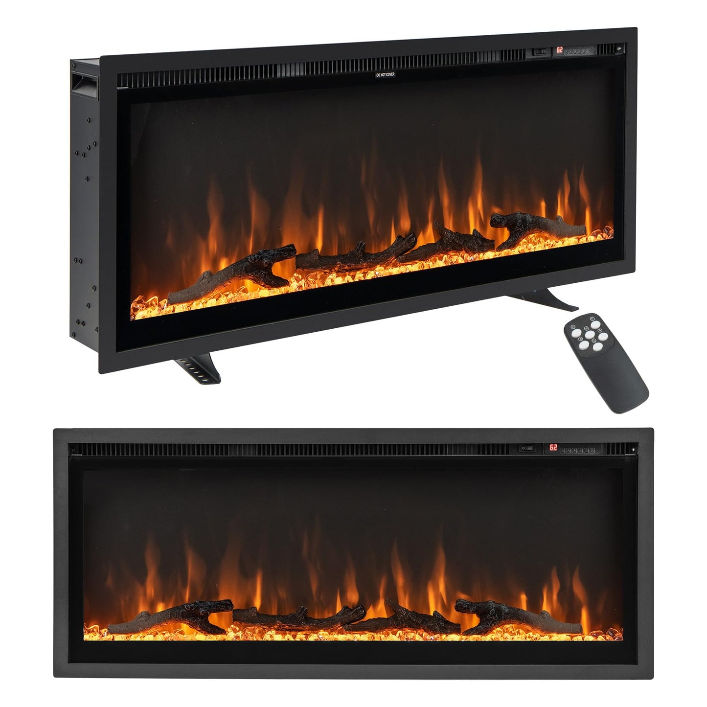 Tangkula 50 Inches Electric Fireplace Inserts, Recessed, Wall Mounted and Freestanding 1500W Slim Fireplace Heater with Remote Control