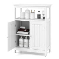Tangkula Bathroom Storage Cabinet with 2 Doors & 1 Adjustable Shelf