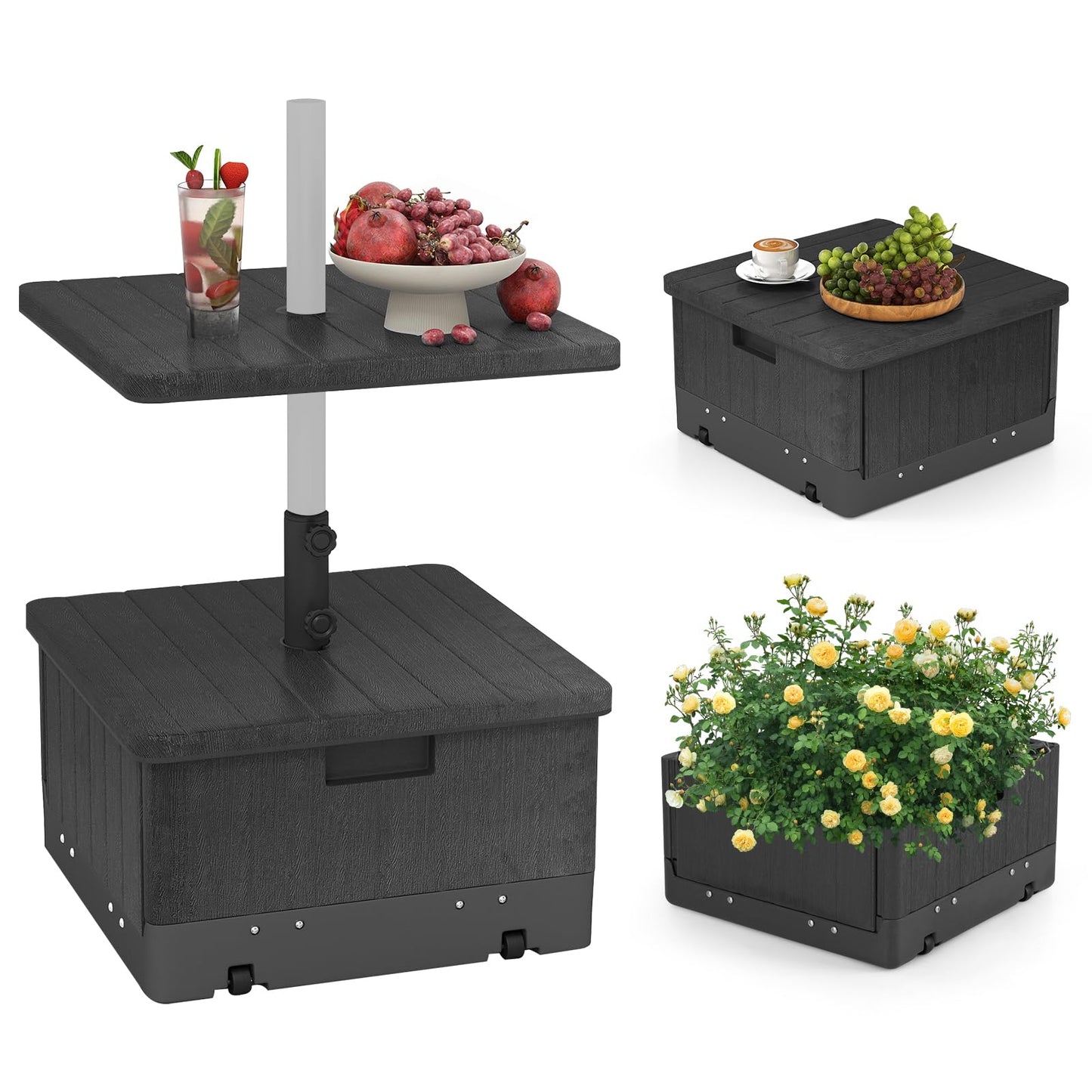 Tangkula 3-in-1 Patio Umbrella Base 175 LBS Moveable Umbrella Stand