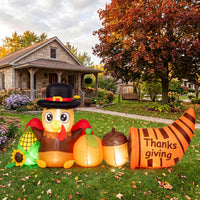 Tangkula 8.3 FT Thanksgiving Inflatable Turkey with Built-in LED Lights