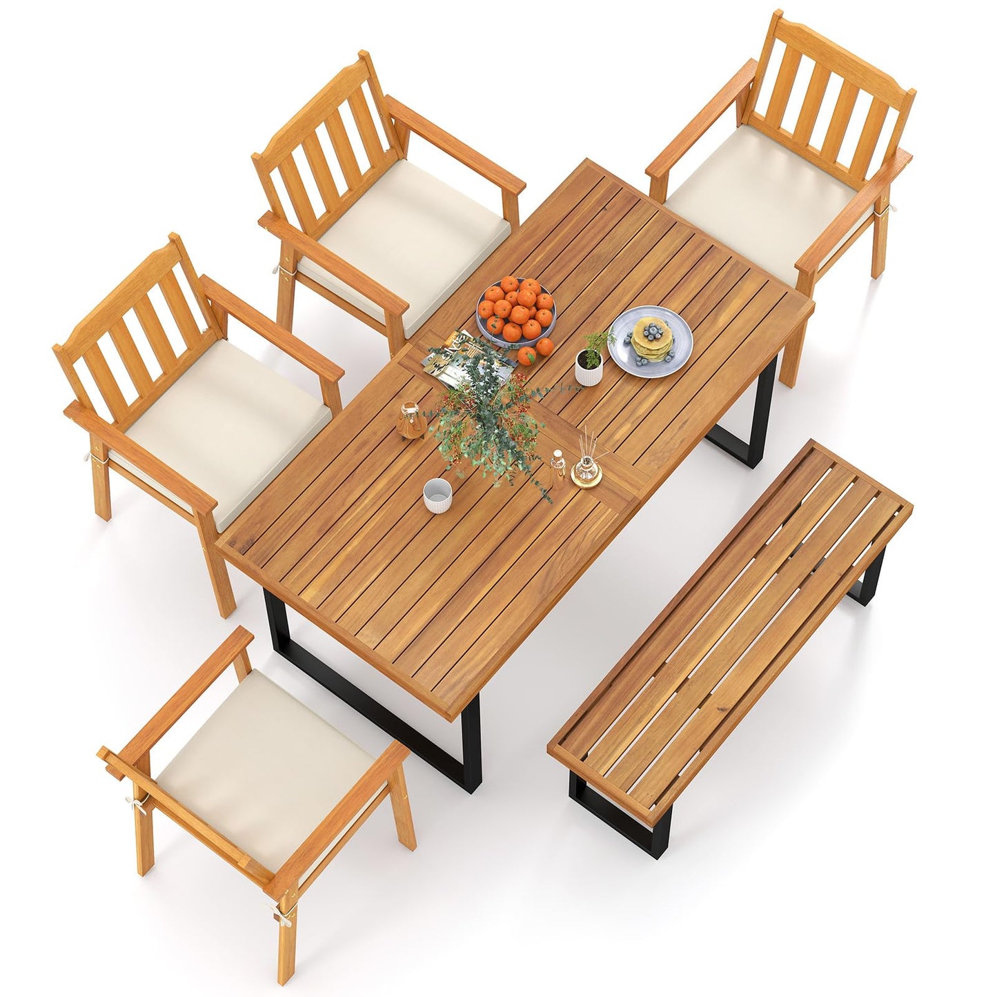 Tangkula 6 Pieces Patio Dining Table Set for Garden Yard Kitchen