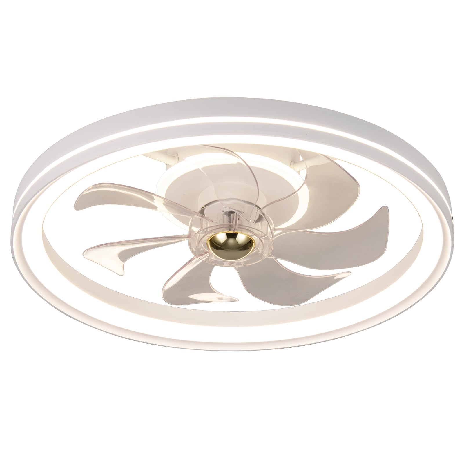 Tangkula 19”Dia Ceiling Fan with Lights and Remote 3000-6500K Dimmable Modern Flush Mount LED Fan Light