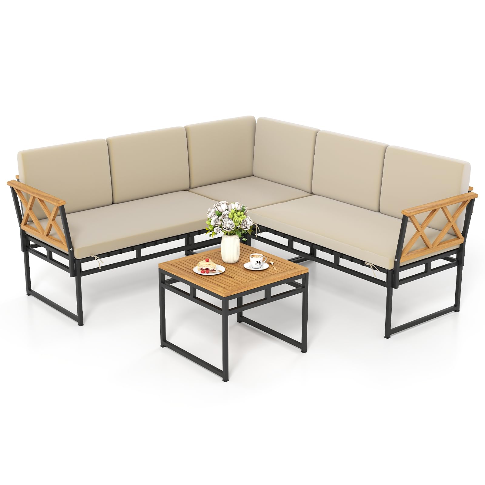 Tangkula L Shaped Outdoor Sectional Sofa Set