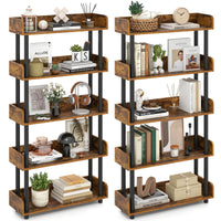 Tangkula 5-Tier Bookshelf Multipurpose Wood Standing Display Rack(1/2)
