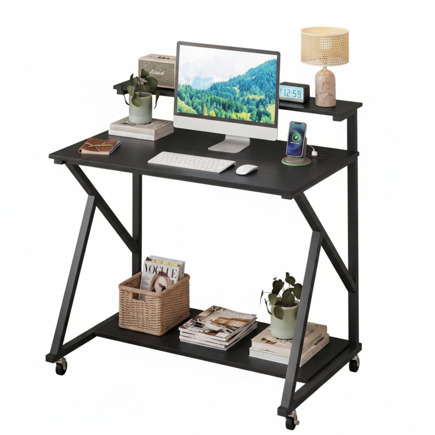 Bureau mobile portable pour ordinateur portable et écran 32" Tangkula