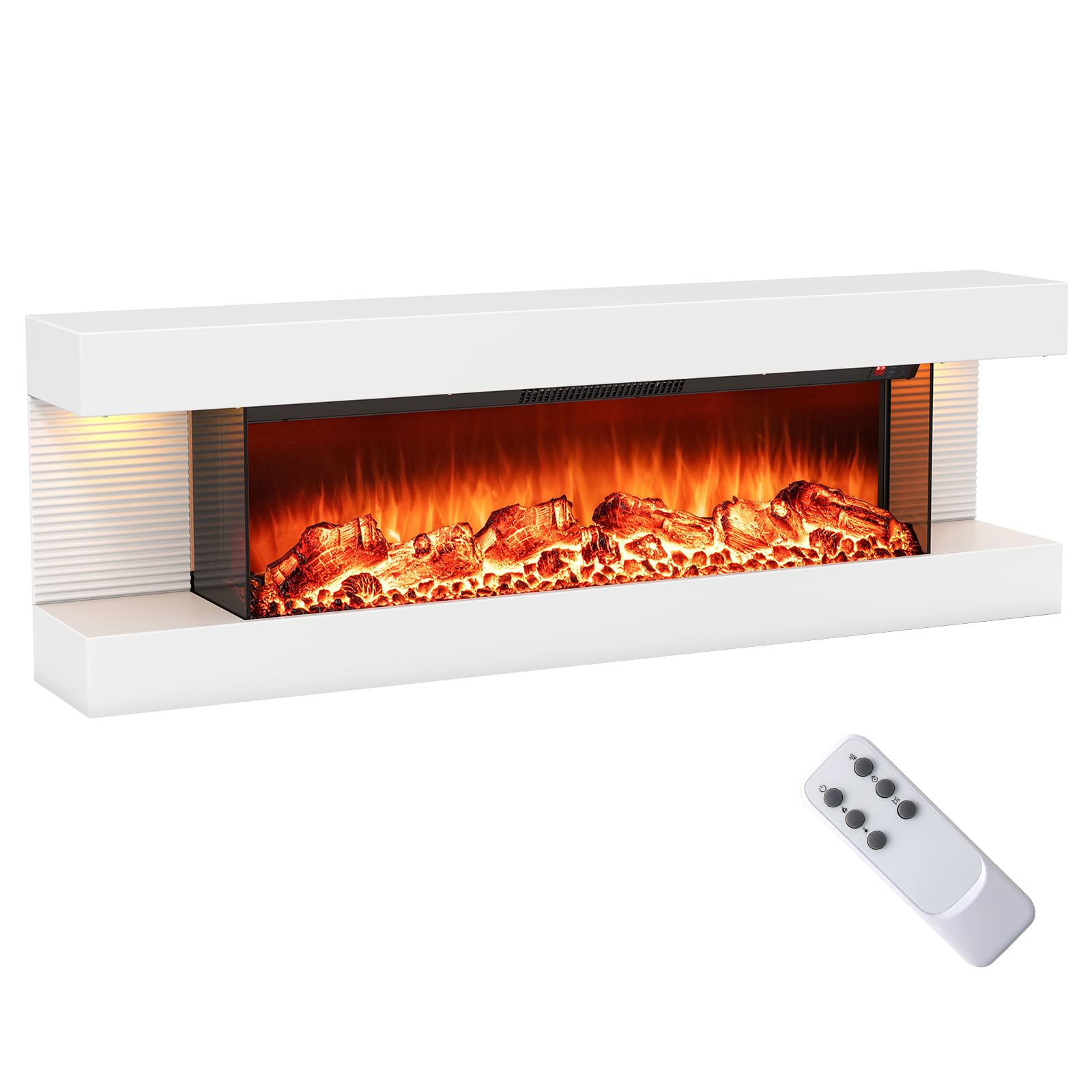 Tangkula 50" Fireplace Mantel with 36 Inches 3-Sided Fire Place
