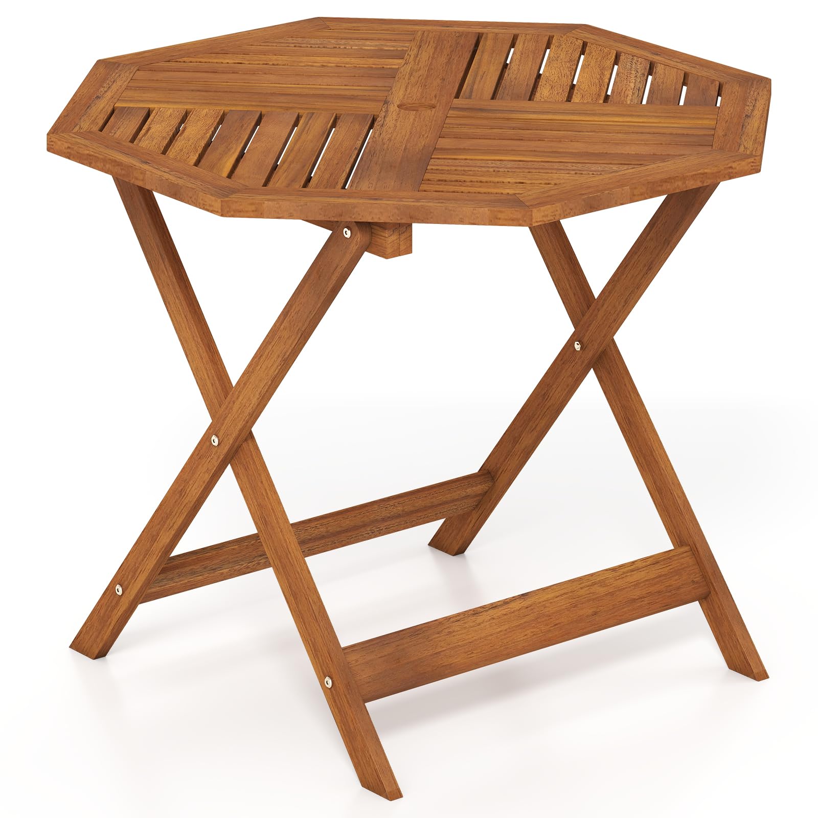 Table de salle à manger Tangkula en bois pour patio avec trou pour parasol de 5 cm