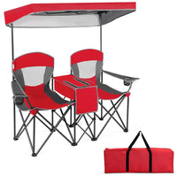 Tangkula Loveseat Camping Chair with Adjustable Shade Canopy