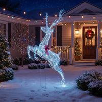 Tangkula 7.3 FT Christmas Lighted Iridescent Leaping Reindeer