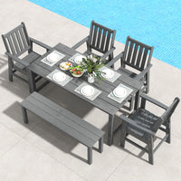 Tangkula 6 Pcs Patio Dining Bench Set for Garden