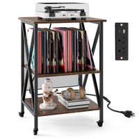 Meuble de support pour tourne-disque Tangkula avec station de recharge pour salle de musique