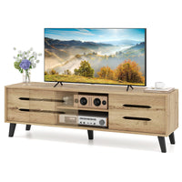 Tangkula Mid Century Modern TV Stand with Sliding Doors for 65” TVs