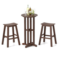 Tangkula 3PCS Outdoor HDPE Bar Table & Chair Set for 2