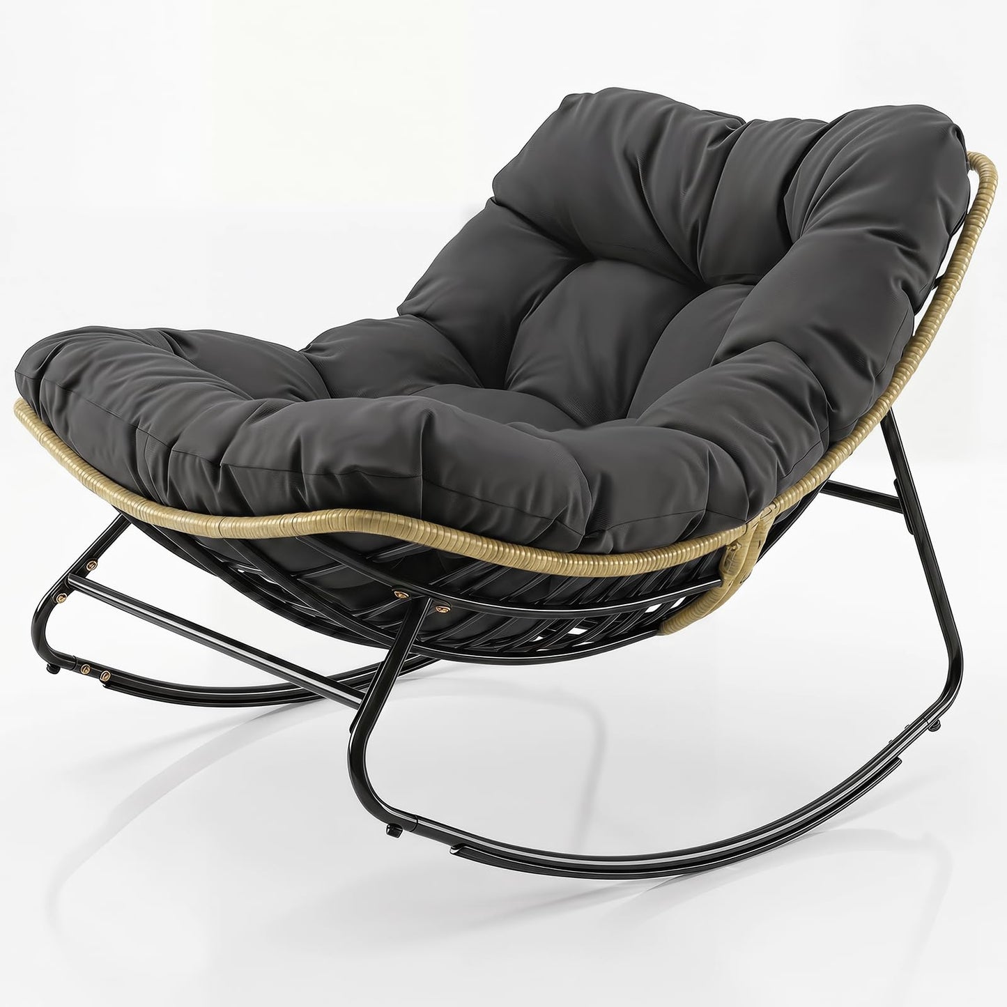 Tangkula Oversized Egg-Shaped Papasan Rocking Chair