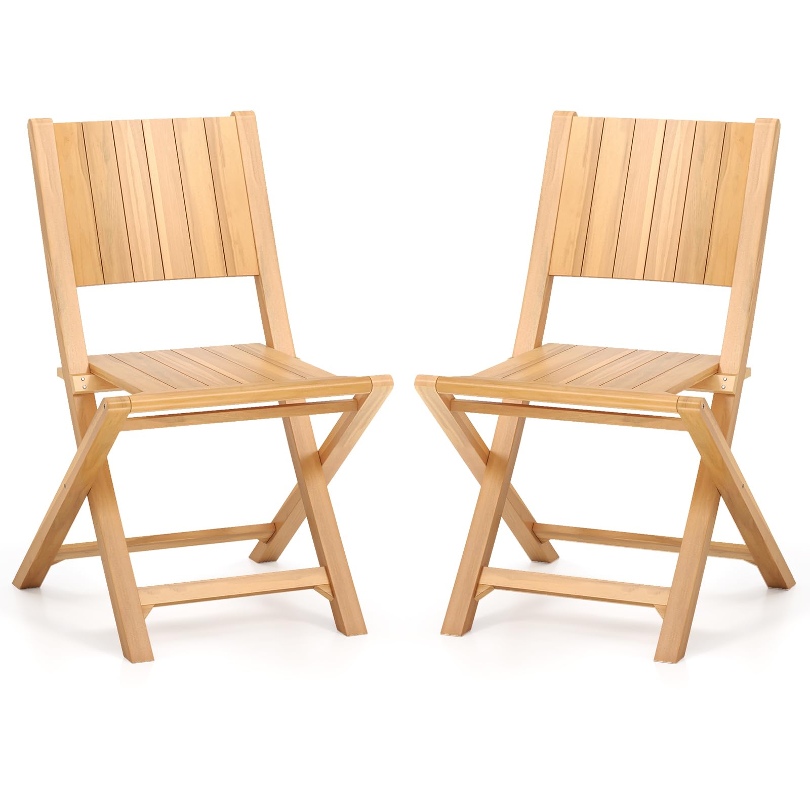 Tangkula 2/4 Pieces Folding Patio Chairs（slat back）