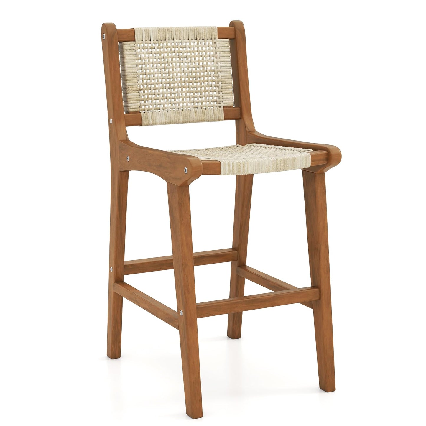 Tabouret de bar d'extérieur Tangkula à hauteur de comptoir avec dossier et repose-pieds pour balcon