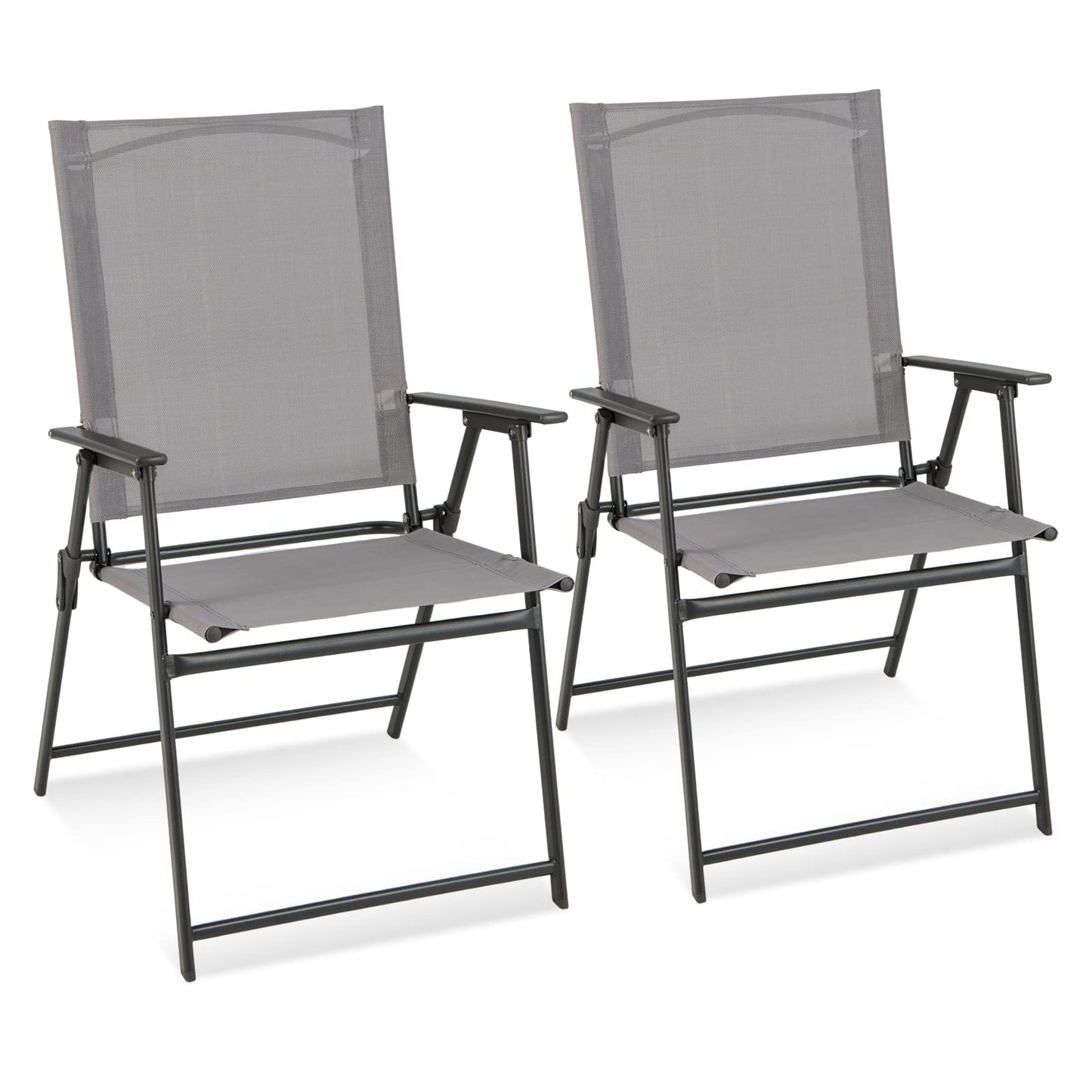 Tangkula Set of 2/4 Patio Folding Chairs, High Back Dining Chairs with Weather-Resistant Fabric