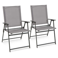 Tangkula Set of 2/4 Patio Folding Chairs, High Back Dining Chairs with Weather-Resistant Fabric
