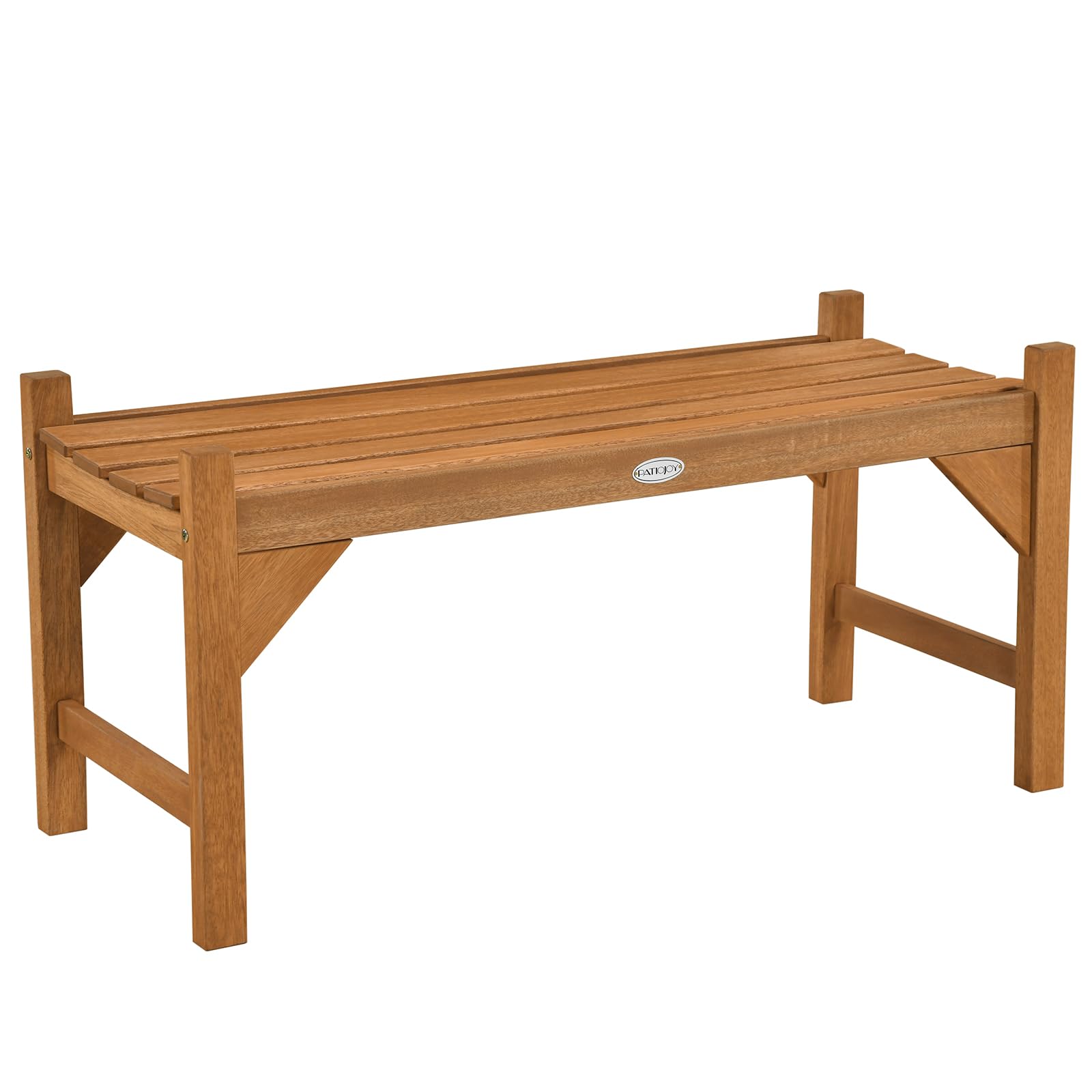 Tangkula 40” Outdoor Backless Bench with Slatted Contoured Seat