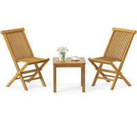 Tangkula Ensemble de bistrot 3 pièces en teck avec 2 chaises pliantes pour extérieur