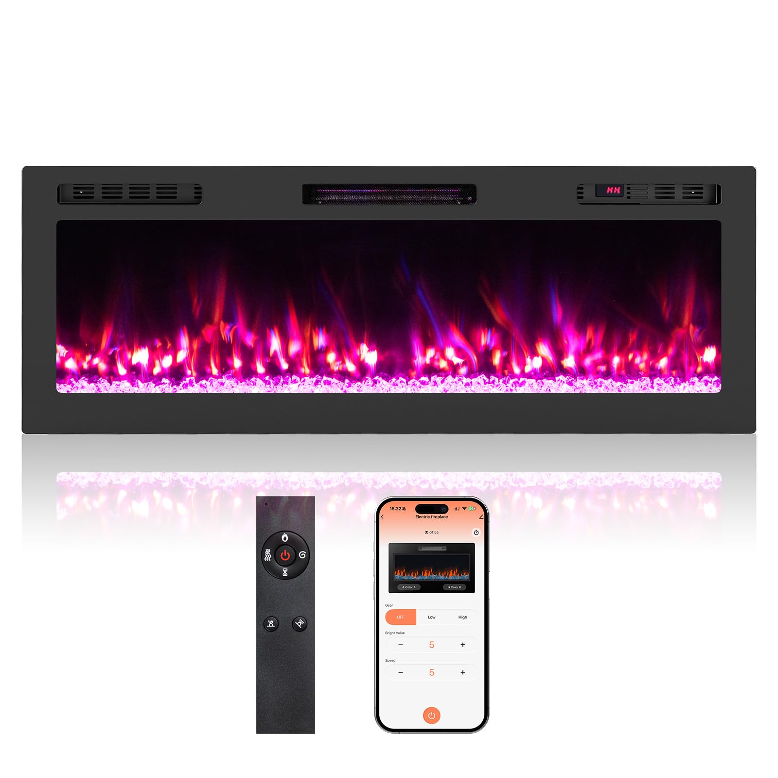 Tangkula 50” Wi-Fi Enabled Electric Fireplace