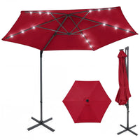 Tangkula 10ft Patio Umbrella with Solar Lights(9.6 x 9.6 x 8 ft)