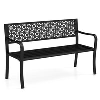 Tangkula Metal Outdoor Park Bench 50 Inches Patio Garden Bench