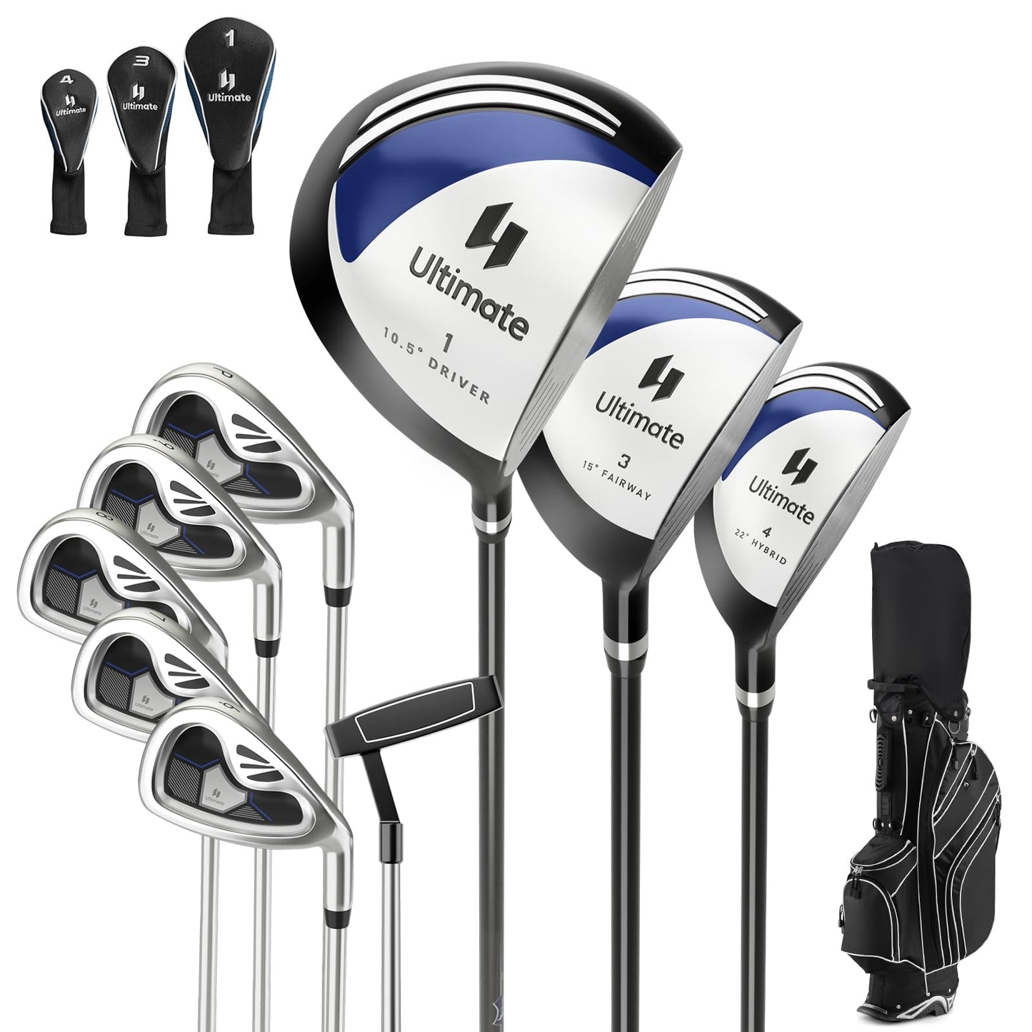 Tangkula Ensemble complet de 10 clubs de golf pour homme, droitier