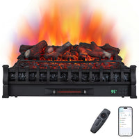 Tangkula 30" WiFi Fireplace Insert Lemonwood Set with Cracking Sound